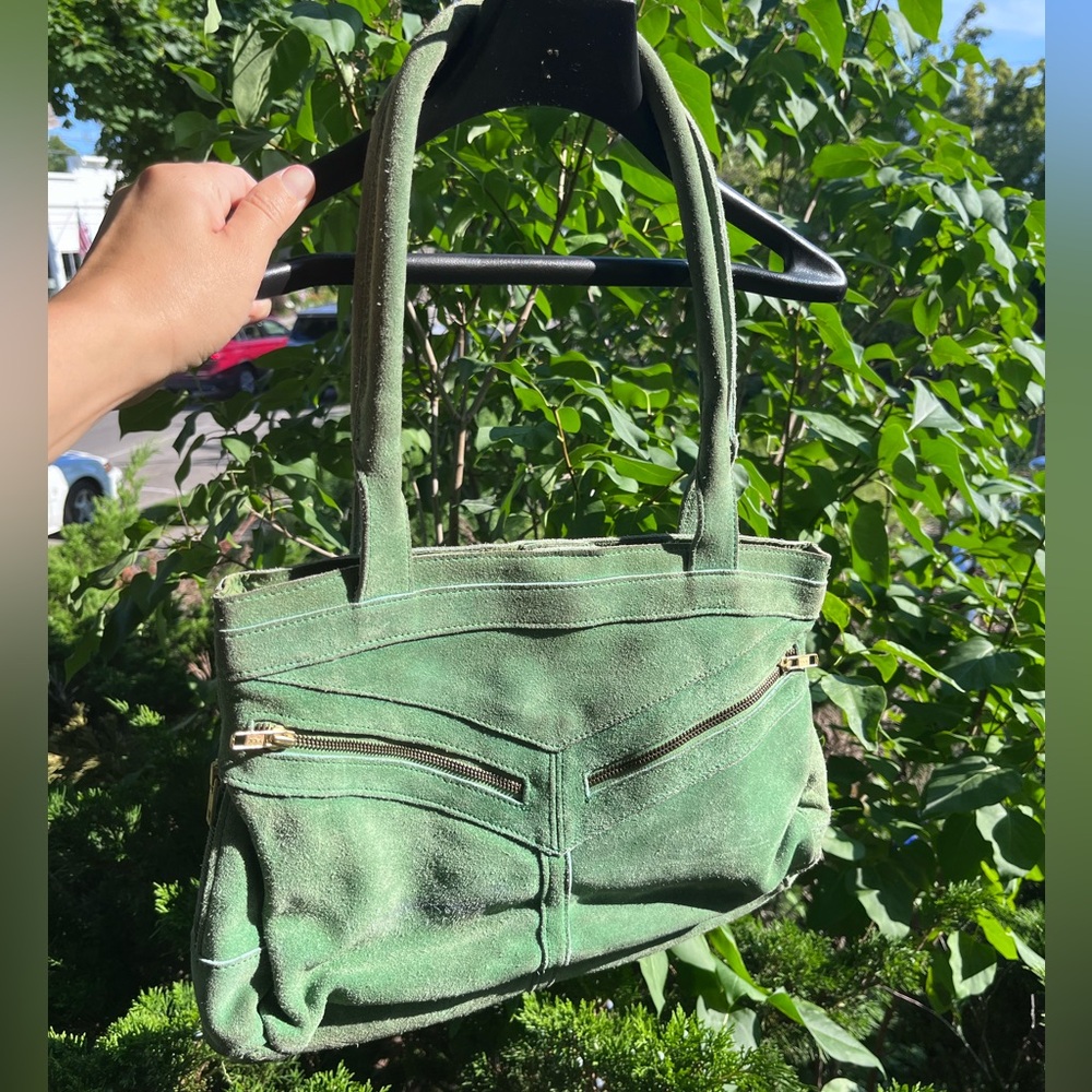 Y2K Urban Outfitters green suede purse